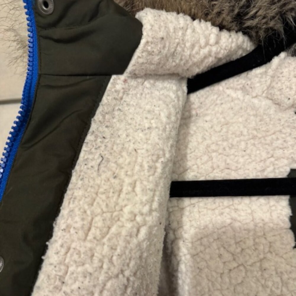 Lands End Expedition Down Sherpa Parka Jacket Fur Olive 14 - 16 IMPERFECTIONS - Picture 6 of 16